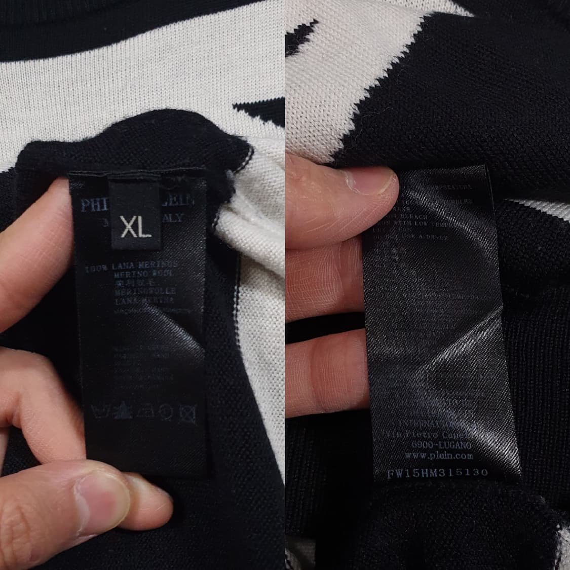 실측 L) 필립플레인 스컬 해골 배드보이 백로고 메리노울 모 니트 스웨터 상품이미지10