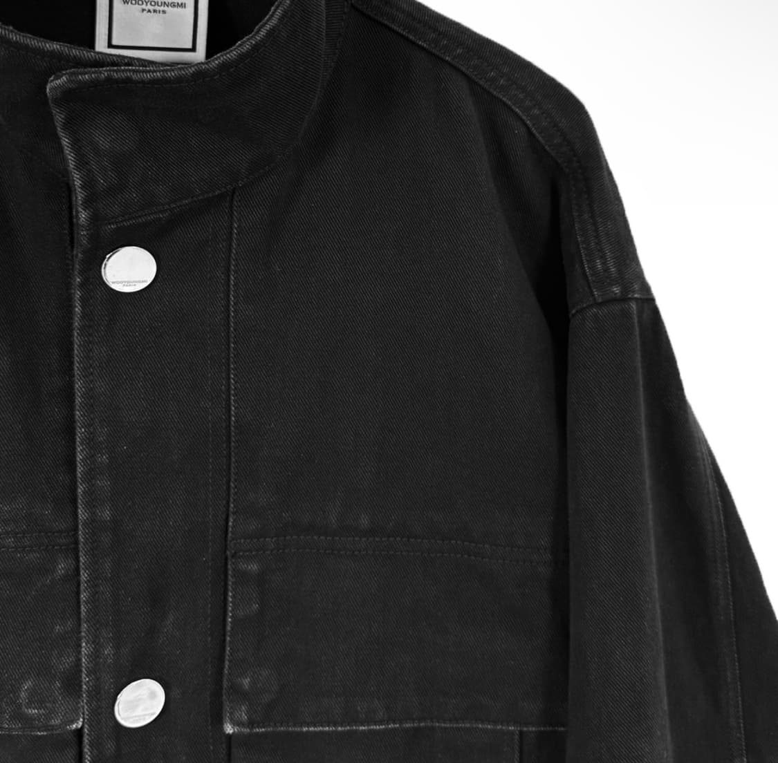 [48] 우영미 남성 22fw 하이넥 데님 봄버 점퍼 자켓 블랙 상품이미지5