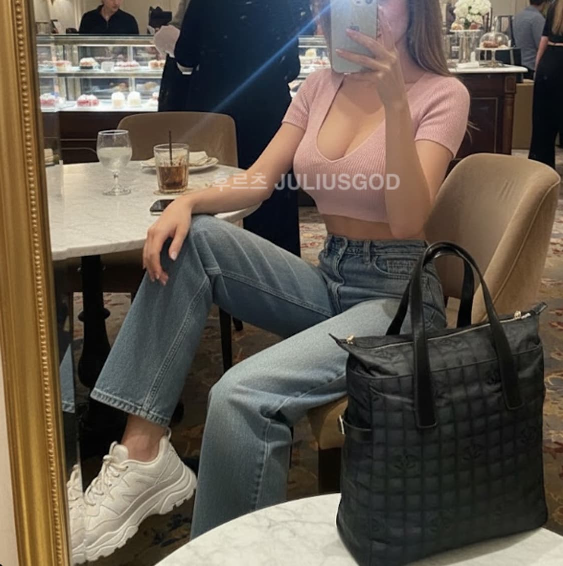 [정품/OS] CHANEL 샤넬 블랙 나일론 2in1 토트백 가방 숄더 상품이미지5