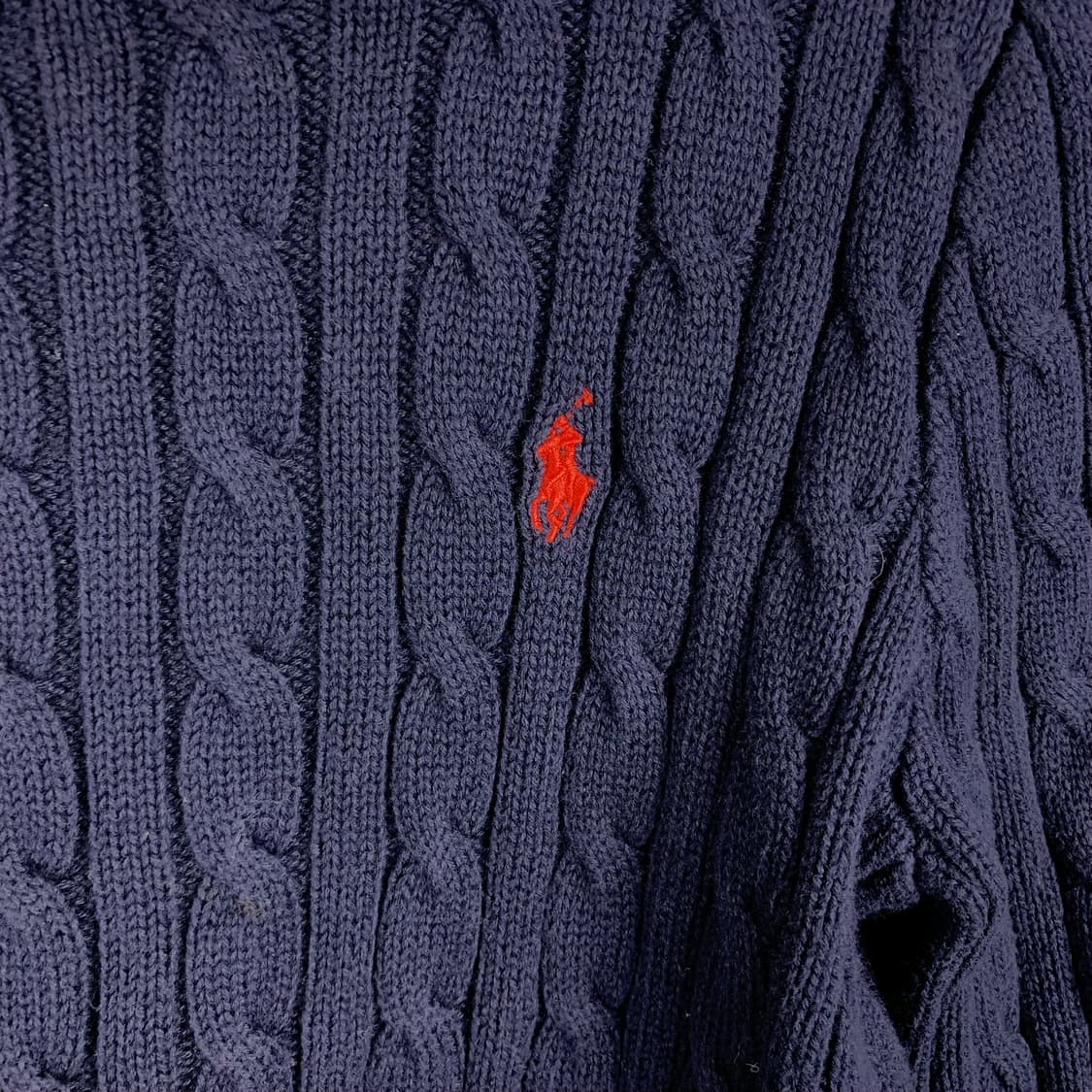 폴로 랄프로렌 가죽패치 네이비 꽈배기 니트 상품이미지3