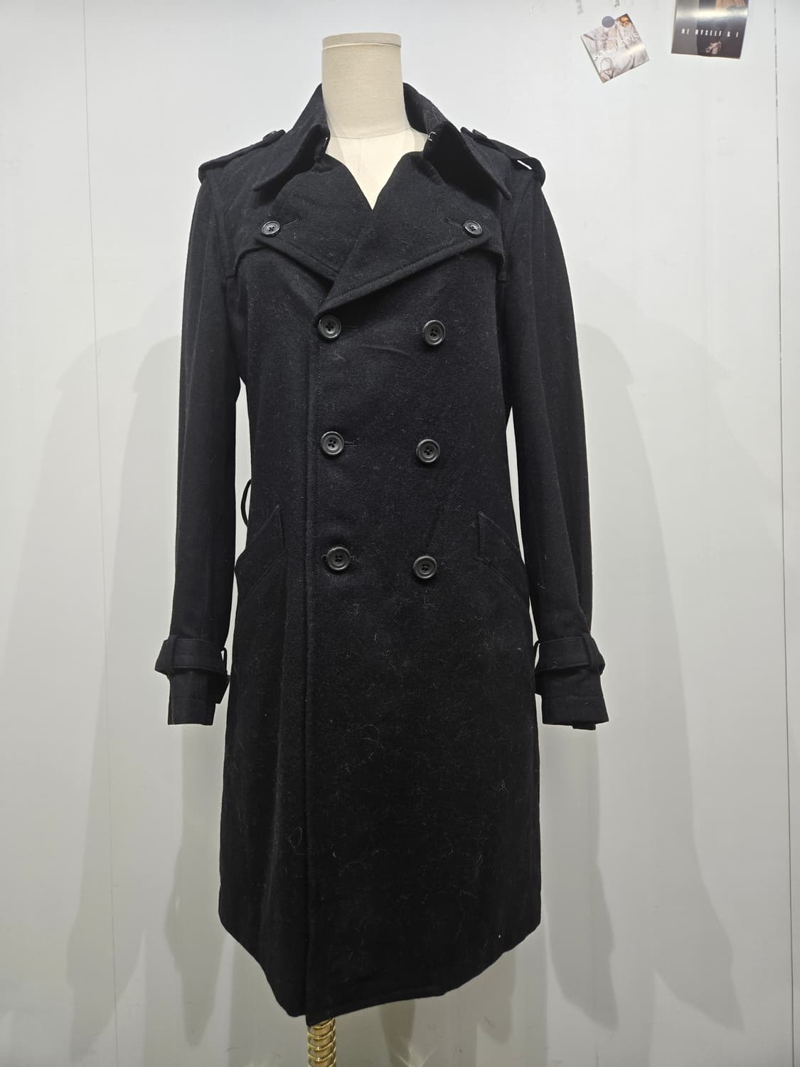 토네이도 마트 블랙 더블 버튼 롱 코트 상품이미지1