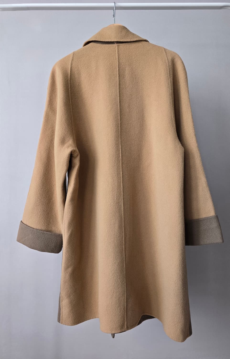 빈티지 Two-way 카라 베이지브라운 휩스티치 트렌치 울 코트 상품이미지4