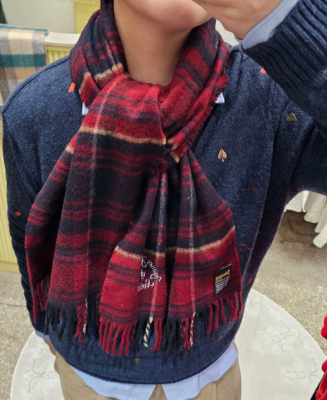 Johnstons of Elgin 타탄체크 캐시미어 머플러 상품이미지1