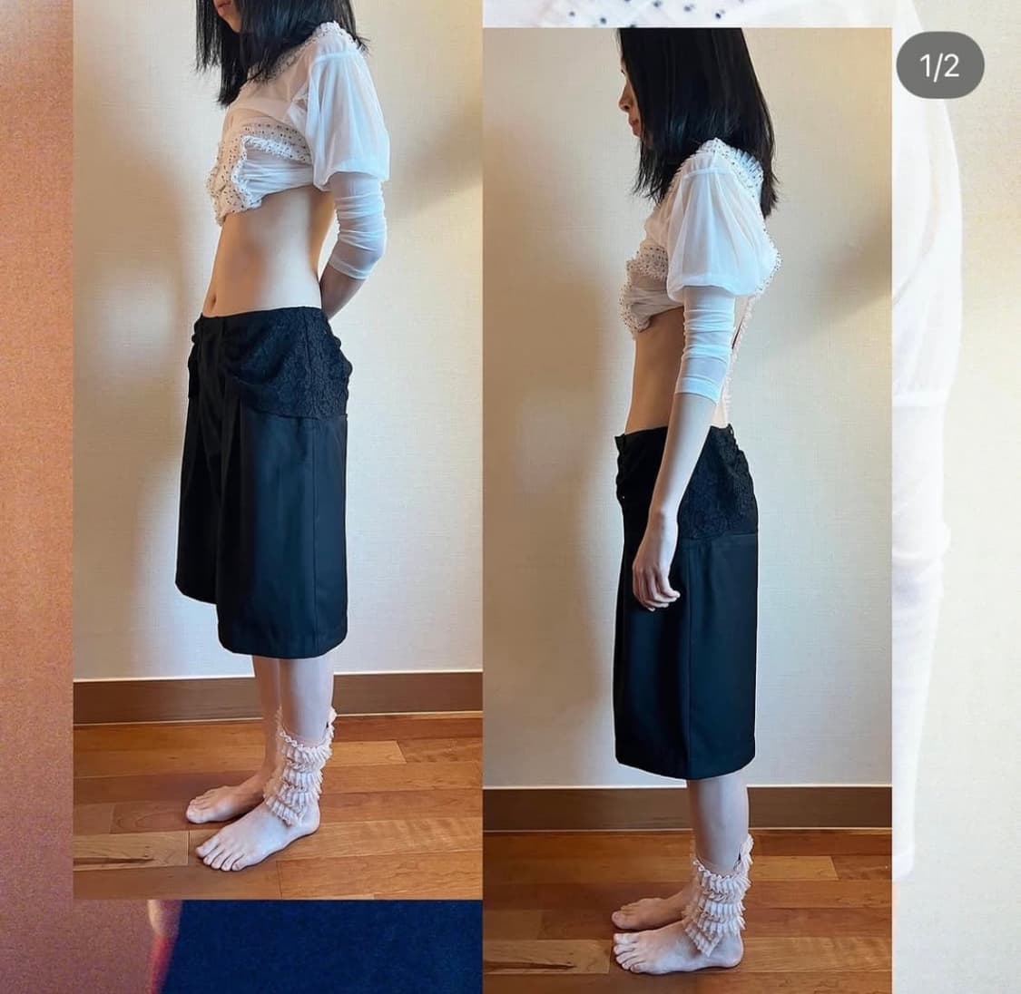 ulika sanctus 하프 슬랙스 블랙 m 상품이미지3