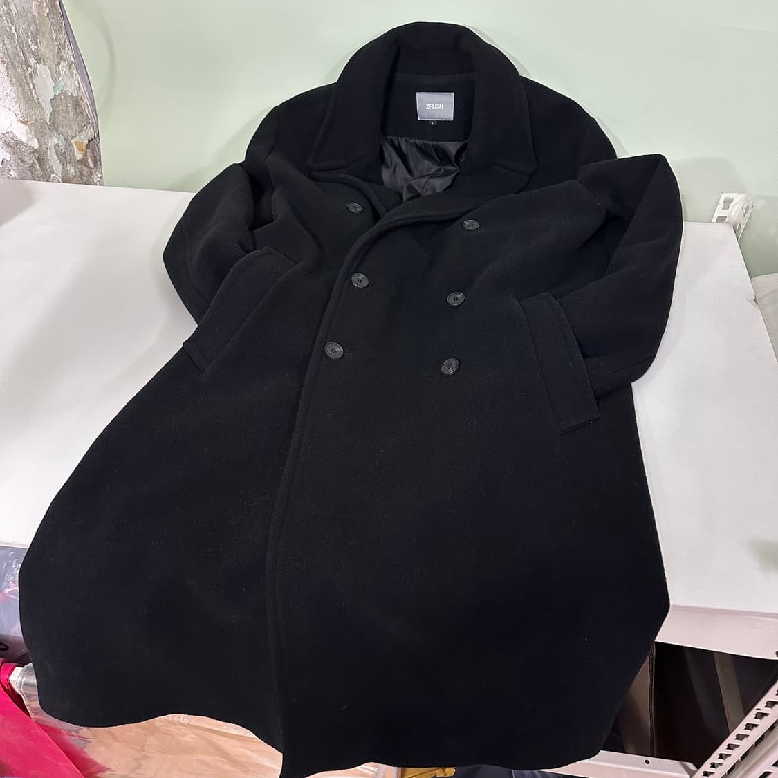 L 지플리시 블랙 캐시미어혼방 더블코트 상품이미지2