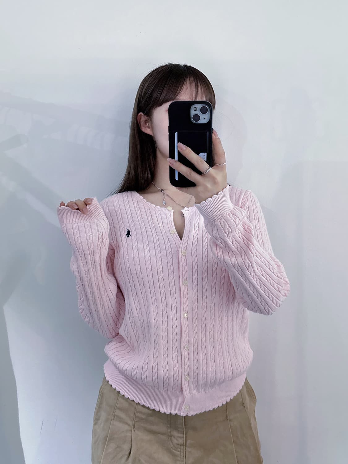 폴로랄프로렌 포니 베이비핑크 케이블 가디건 상품이미지1