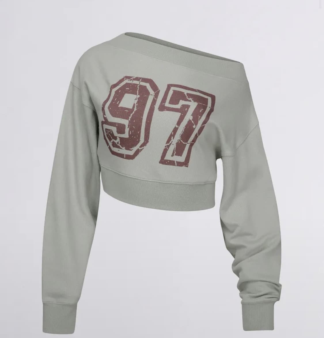 스컬프터Off-Shoulder Cropped Sweatshirt Sage 상품이미지1