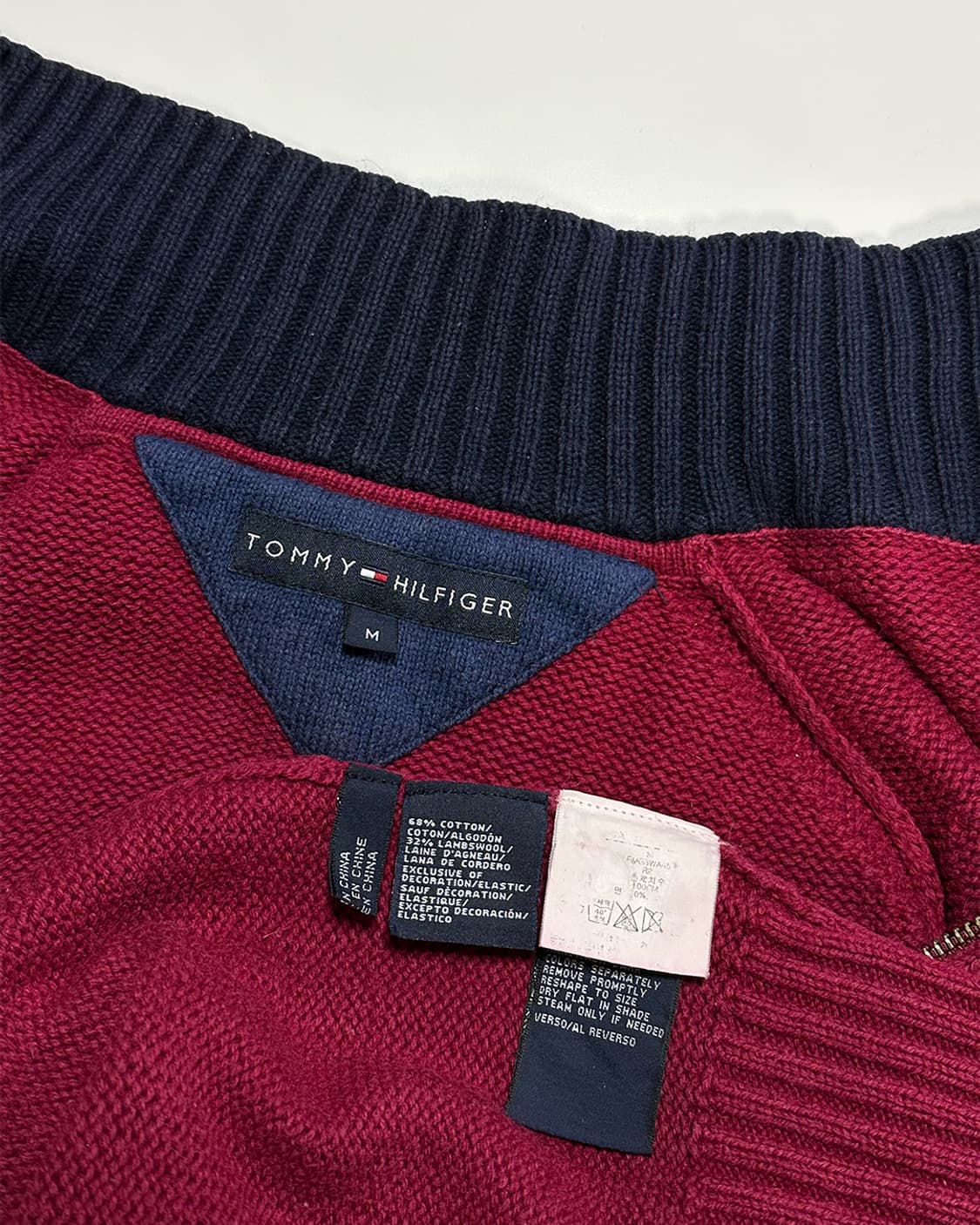 타미힐피거 버건디 니트 집업 상품이미지3