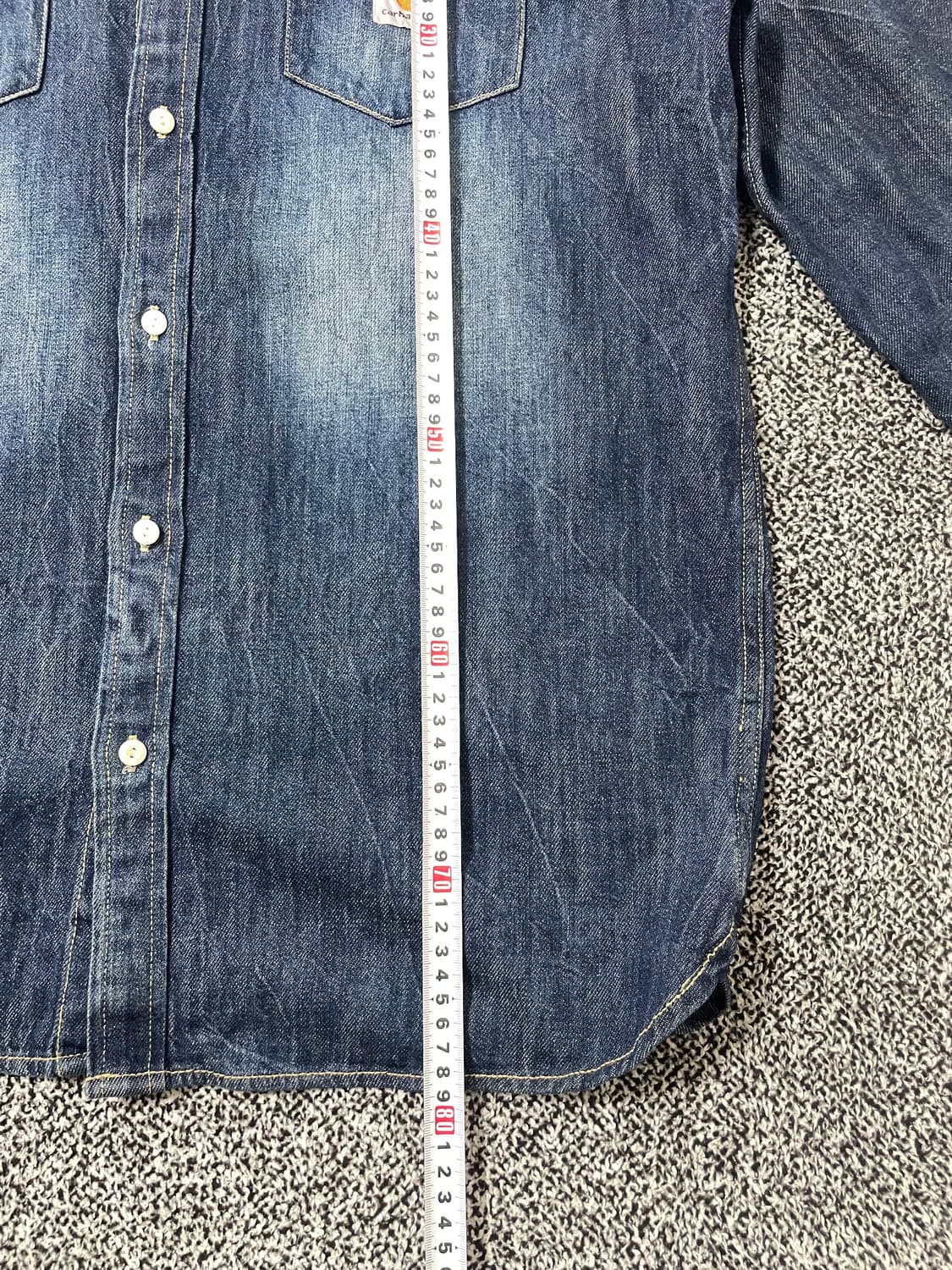 빈티지9. 착샷0 칼하트 몬타나 릴렉스 핏 프론트 남방 데님 셔츠 청자켓 상품이미지7