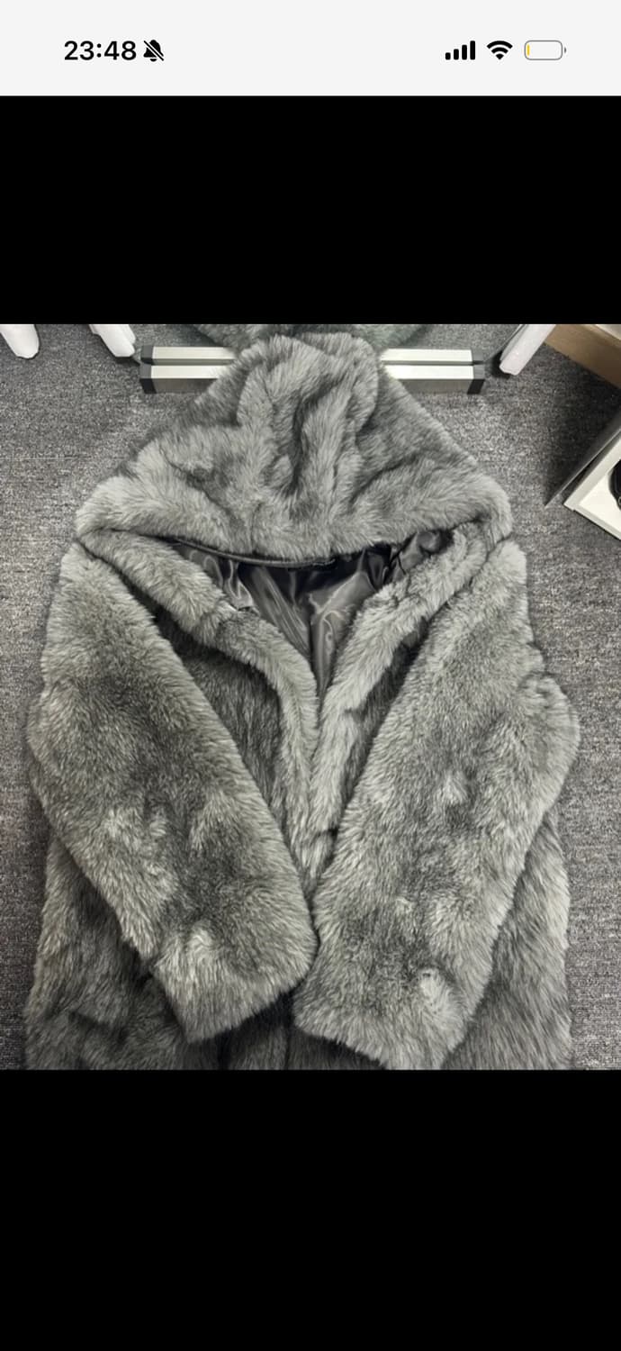 애즈온KOA HOOD FUR JACKET / GRAY 상품이미지1