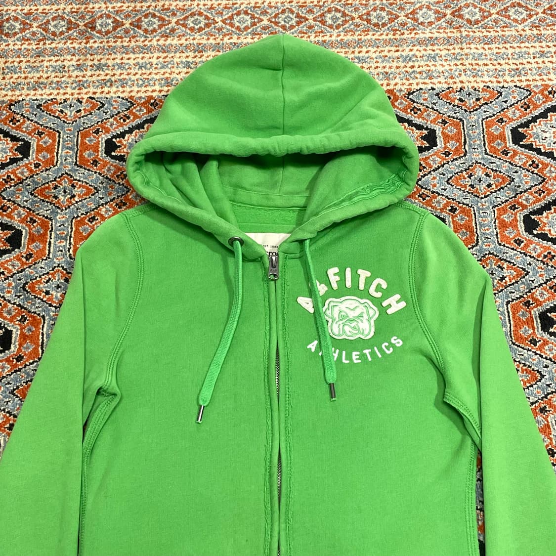 아베크롬비 연두 자수디테일 기모 집업 후드티셔츠 여성XS 상품이미지2