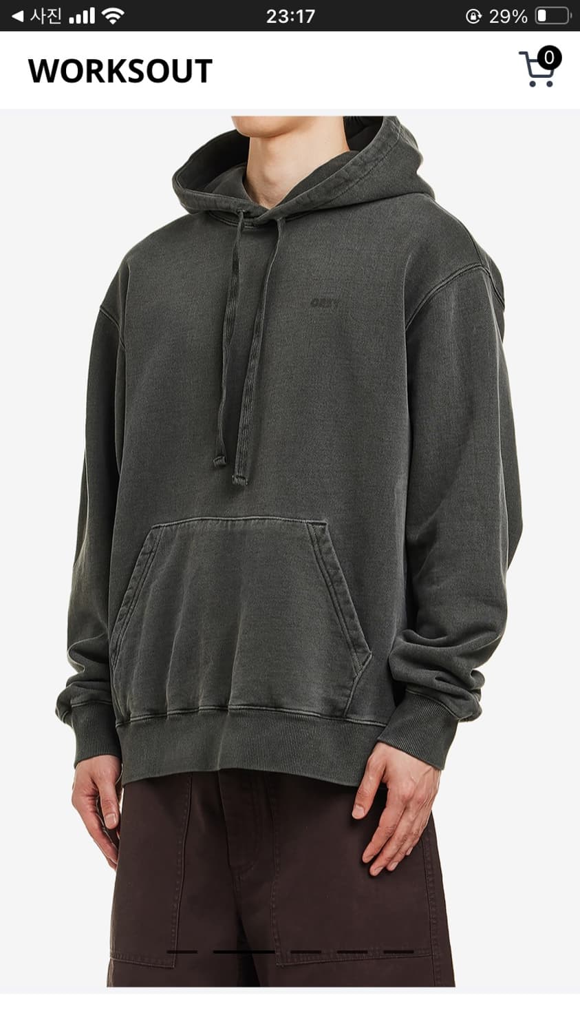 오베이 인터네셔널 서울 오버다이드 후드 챠콜 상품이미지3