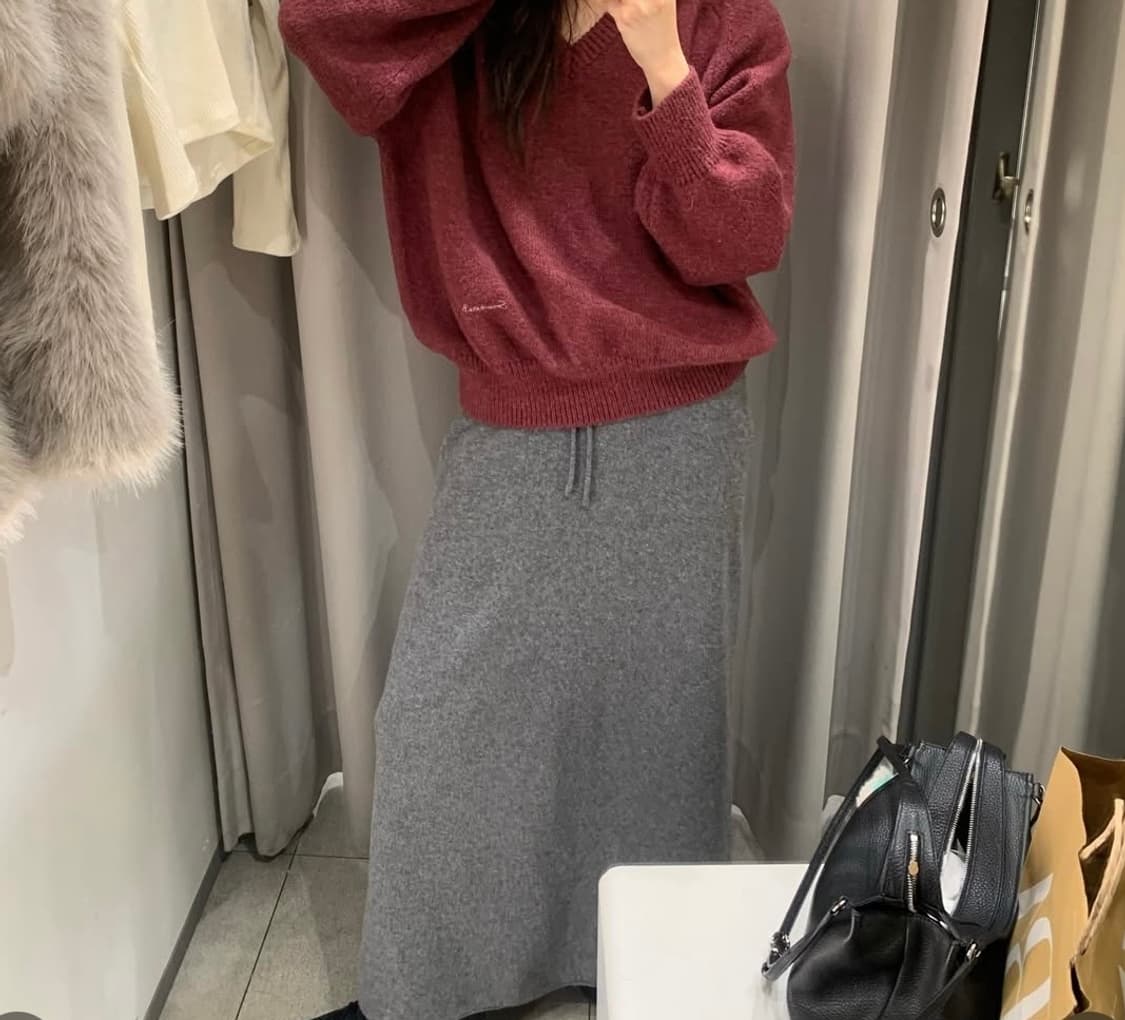 포트오브콜 차콜 니트 롱스커트 상품이미지2