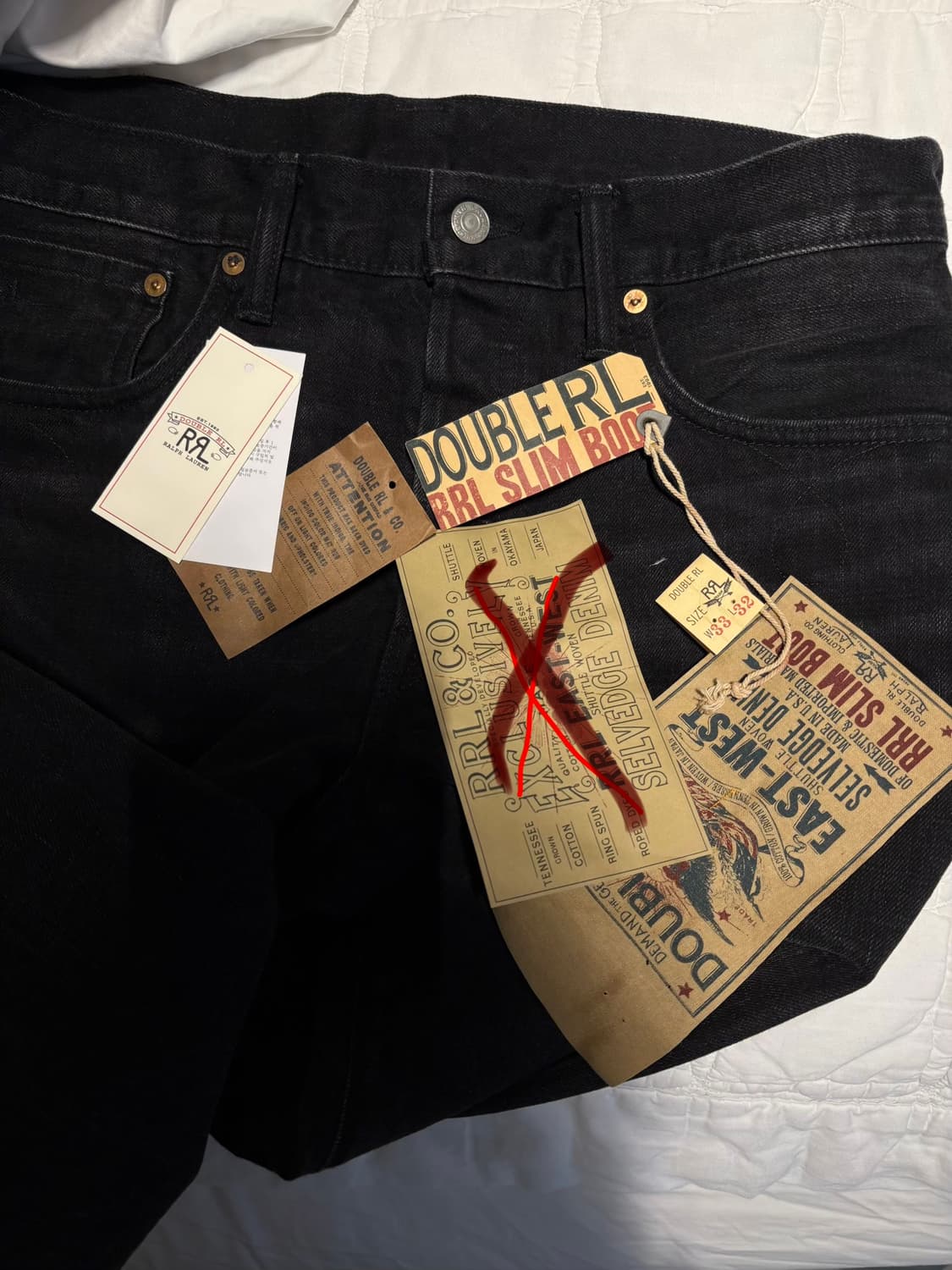 더블알엘 rrl 슬림부츠 셀비지진 흑청 33/32 상품이미지4