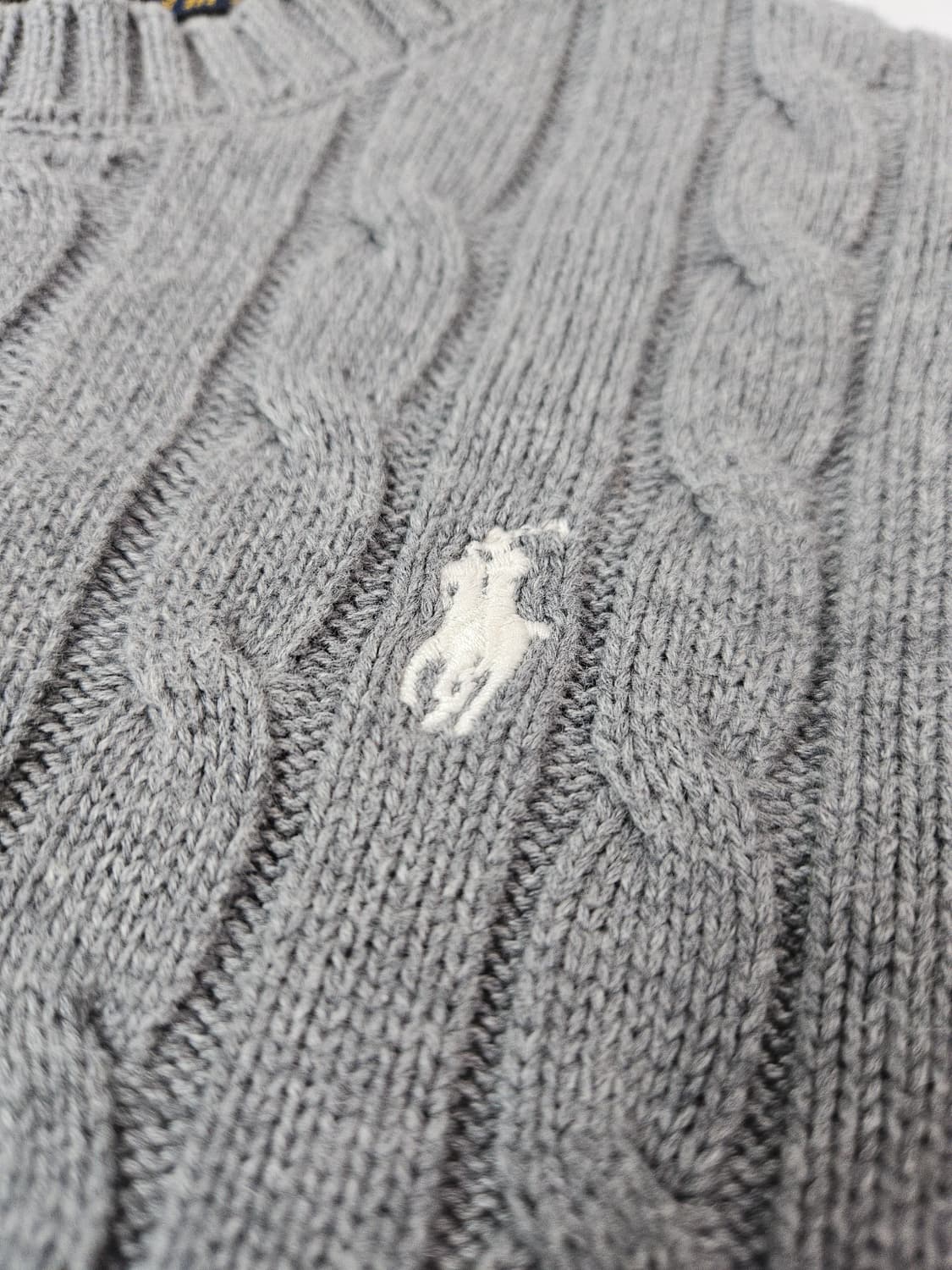 폴로 랄프로렌 신형 케이블니트 꽈배기 스웨터 여성 S 그레이 상품이미지3