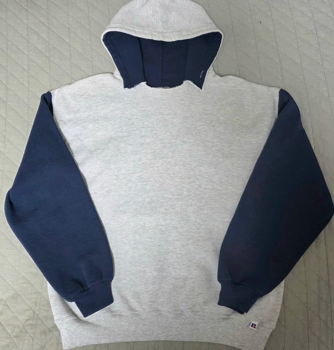 [XL] 90s 빈티지 러셀 애슬레틱 투톤 후드티 그레이/네이비 상품이미지1