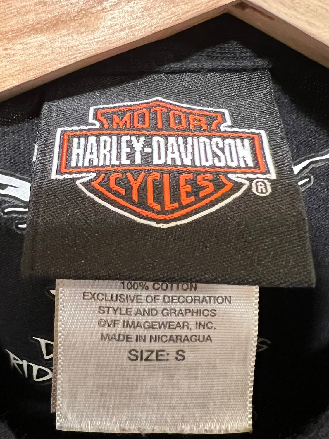 [S] 할리데이비슨 미니 자수 로고 반팔 티셔츠 블랙 캐주얼 베이직 상품이미지7