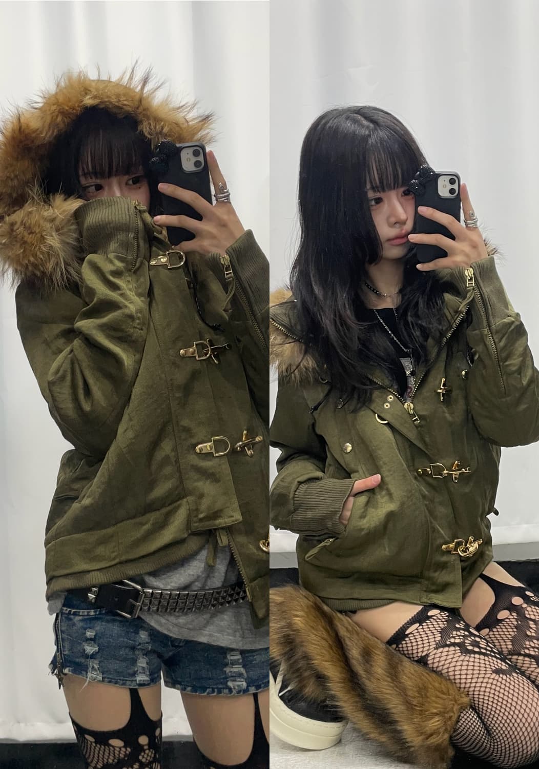 🎸카키 퍼 패딩🎸 상품이미지1