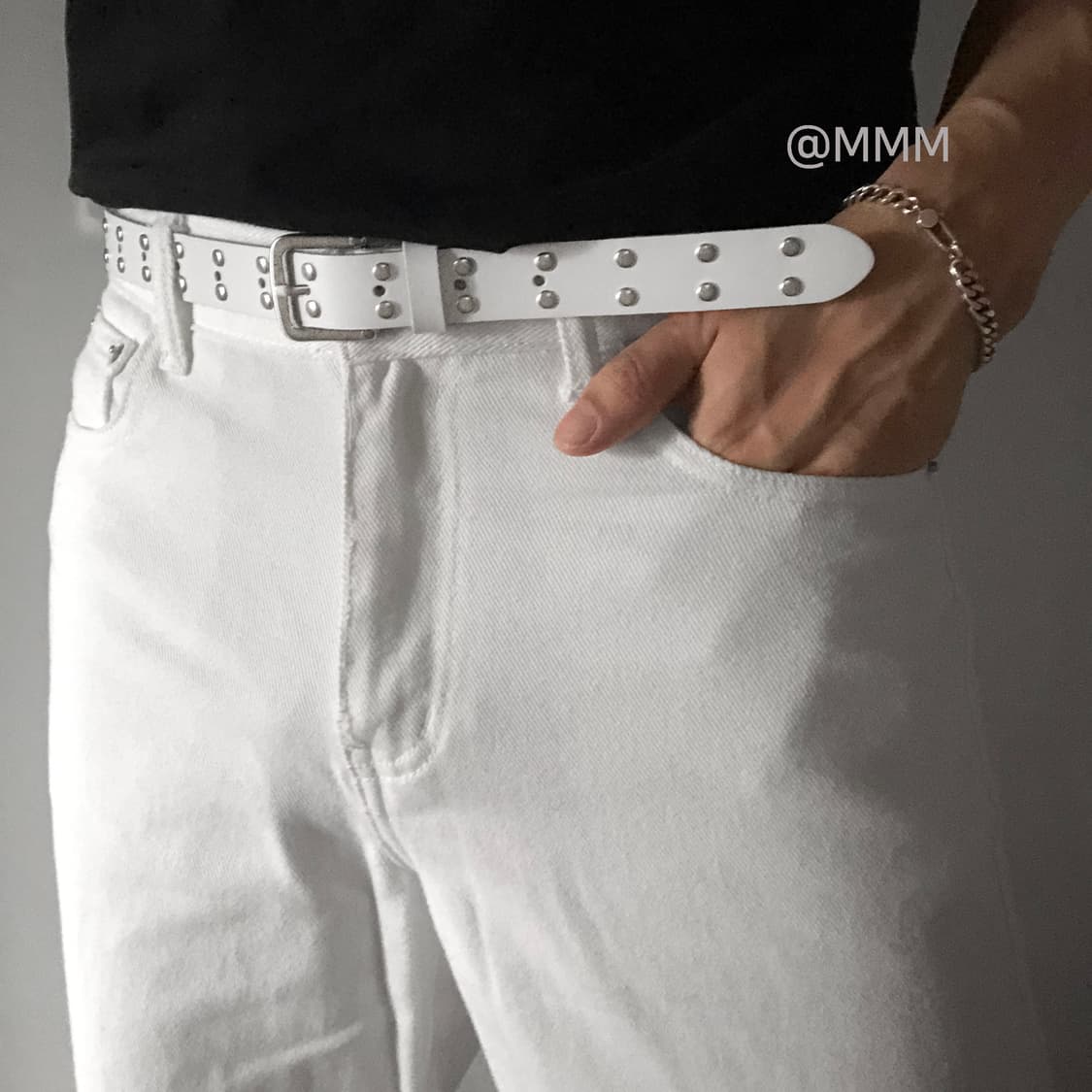 [Unisex] Doudle stud leather belt 상품이미지1