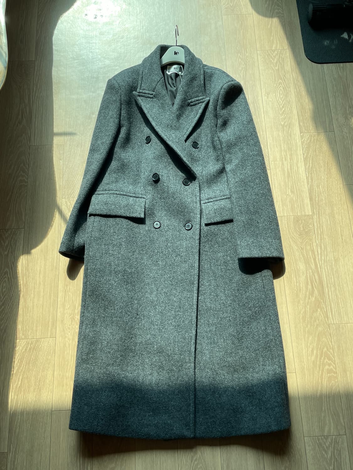 (새상품) le 울 클래식 더블 코트 차콜 Free 상품이미지3