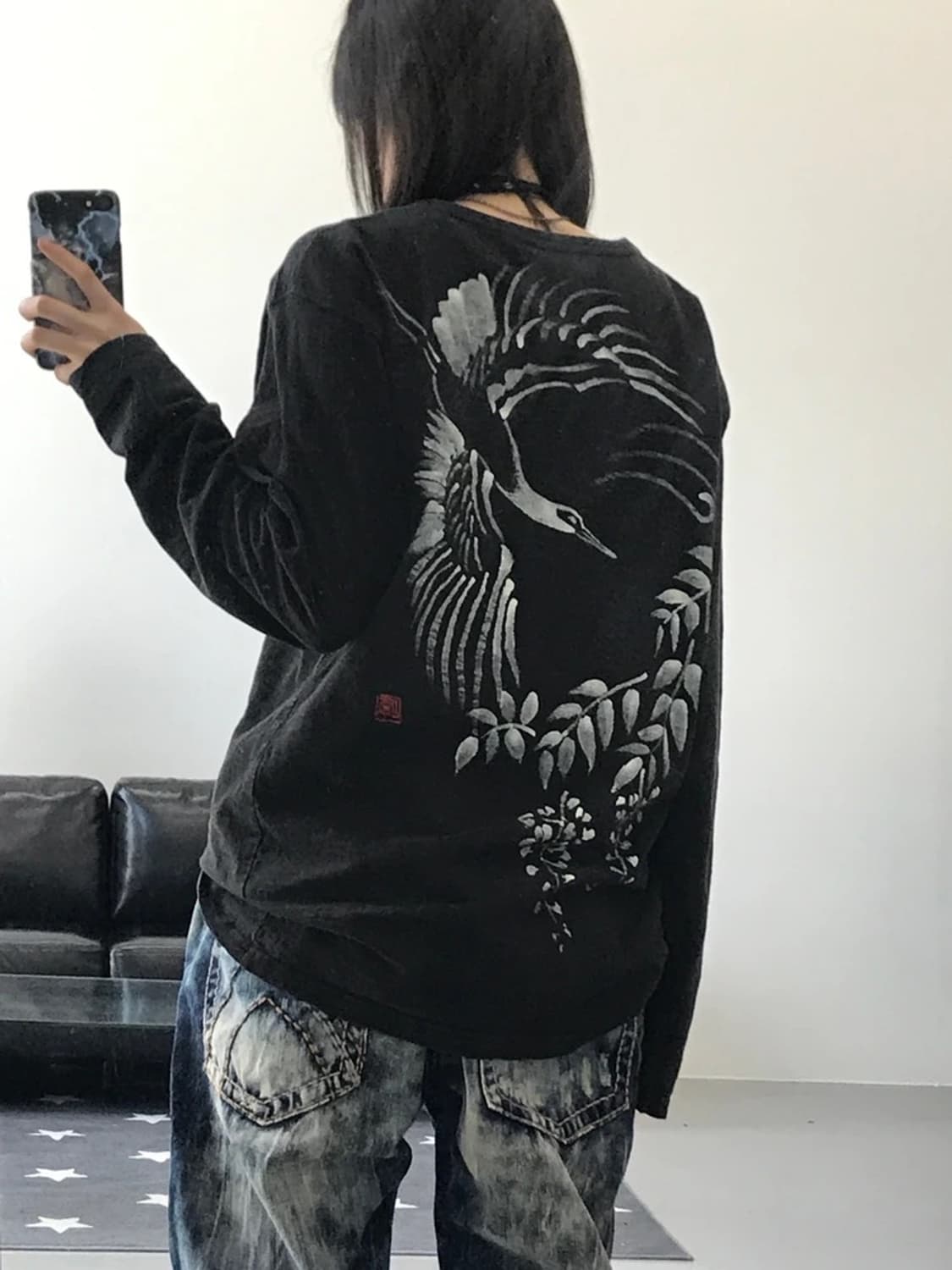 오리엔탈 프린팅 블랙 롱슬리브 상품이미지2