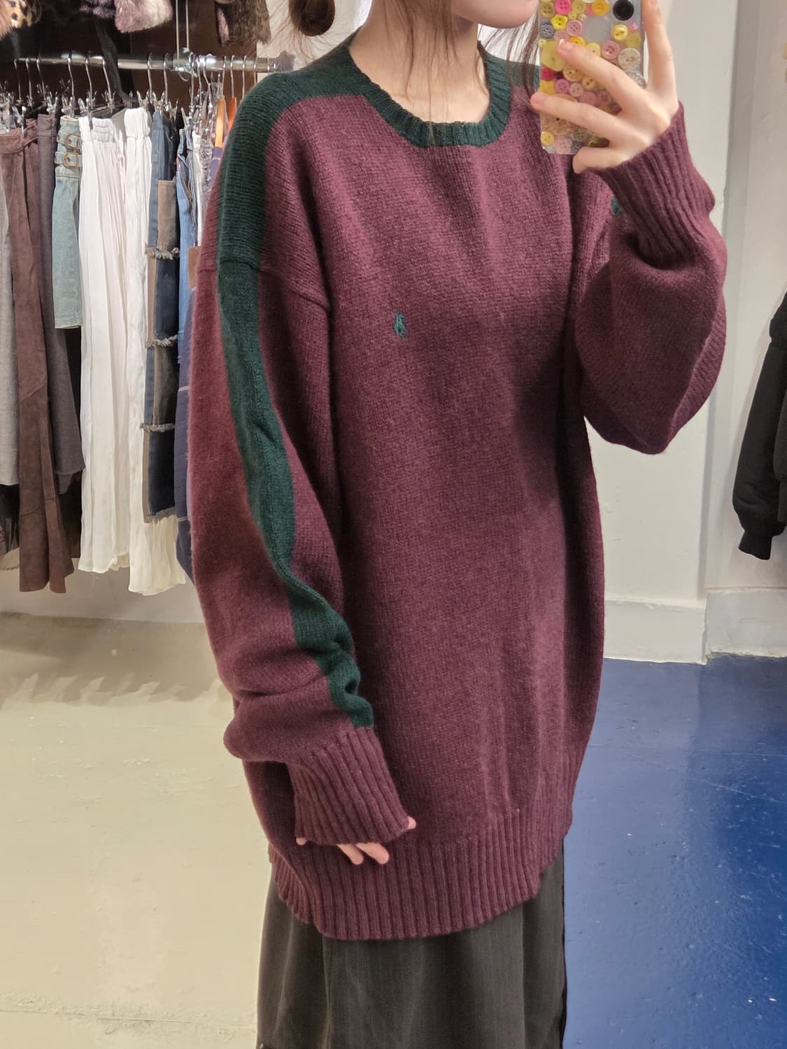 1980s PRL 폴로 랄프로렌 셔틀랜드 울 투톤 니트 상품이미지1