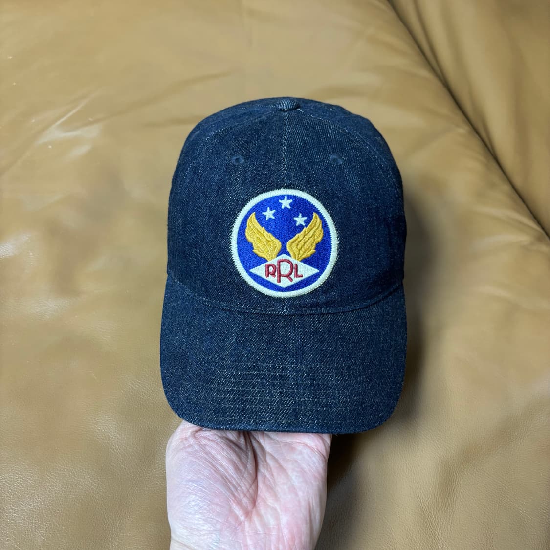 RRL 더블알엘 랄프로렌 폴로 윙로고 6패널 볼캡 모자 워시드 데님 상품이미지2