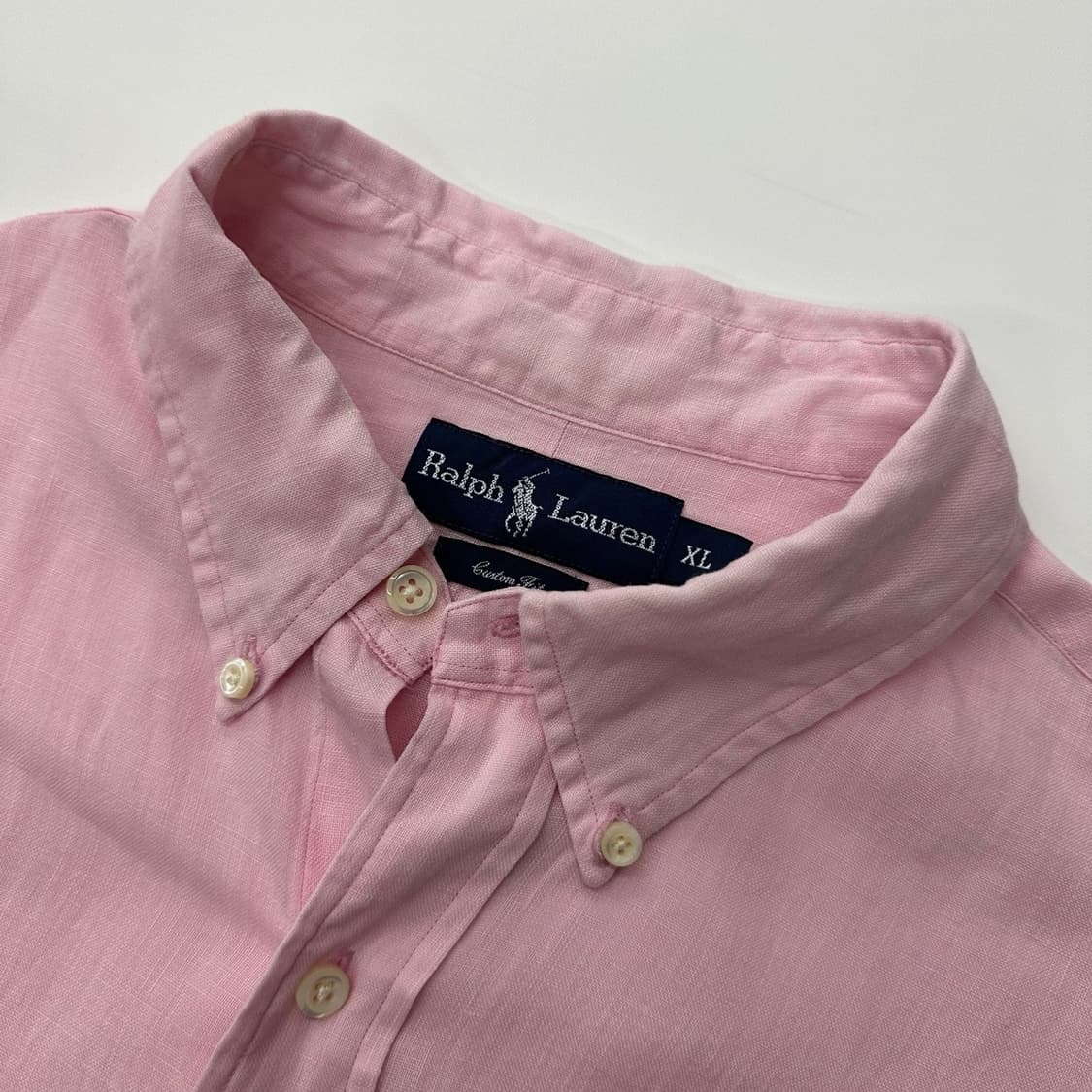 Polo 폴로랄프로렌 핑크 린넨 솔리드 셔츠  상품이미지4