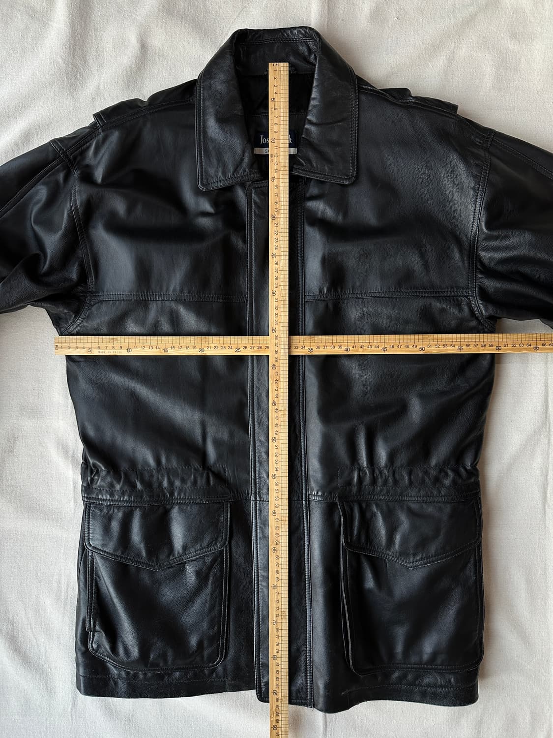 90s Jos.A.Bank 리얼 레더 카코트 M / 블랙 하프 가죽자켓 상품이미지10