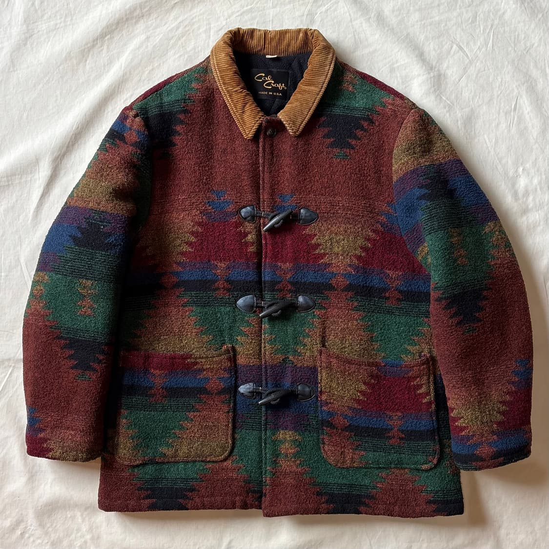 [105] 80s USA Cal Craft 나바호 자카드 더플 자켓 상품이미지1