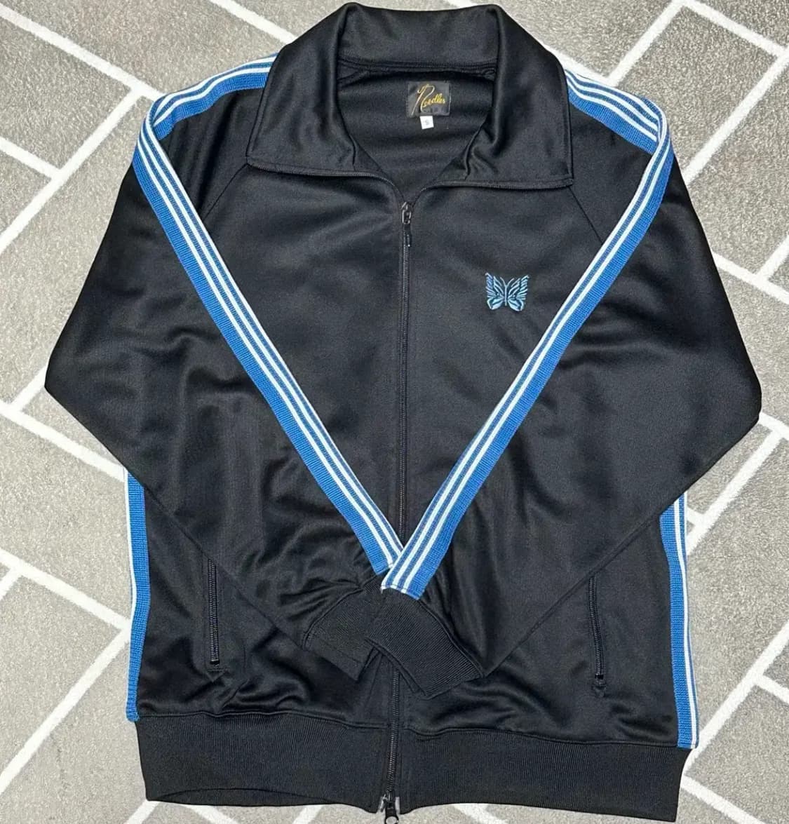 급처 S) Needles 니들스 검파 블랙 블루 트랙 자켓 져지 집업 상품이미지1
