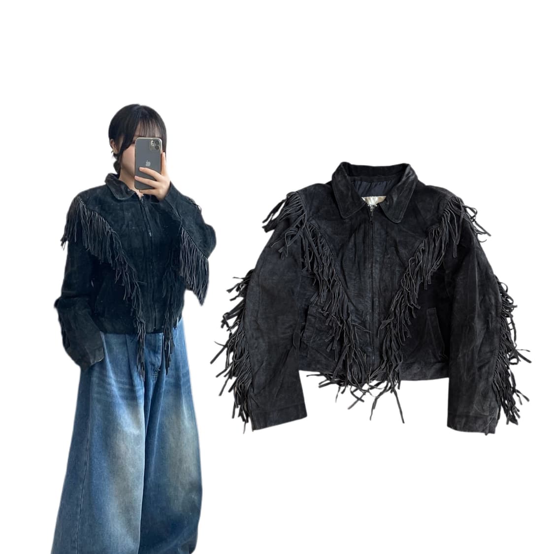 리얼레더 90s 프린지 웨스턴 스웨이드 가죽 자켓 상품이미지1