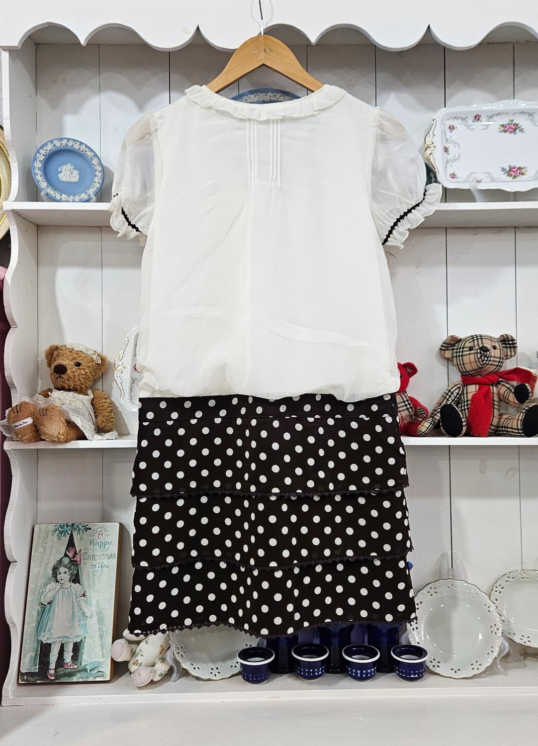 0327 레스트로즈 초코 도트 쉬폰 원피스 상품이미지7