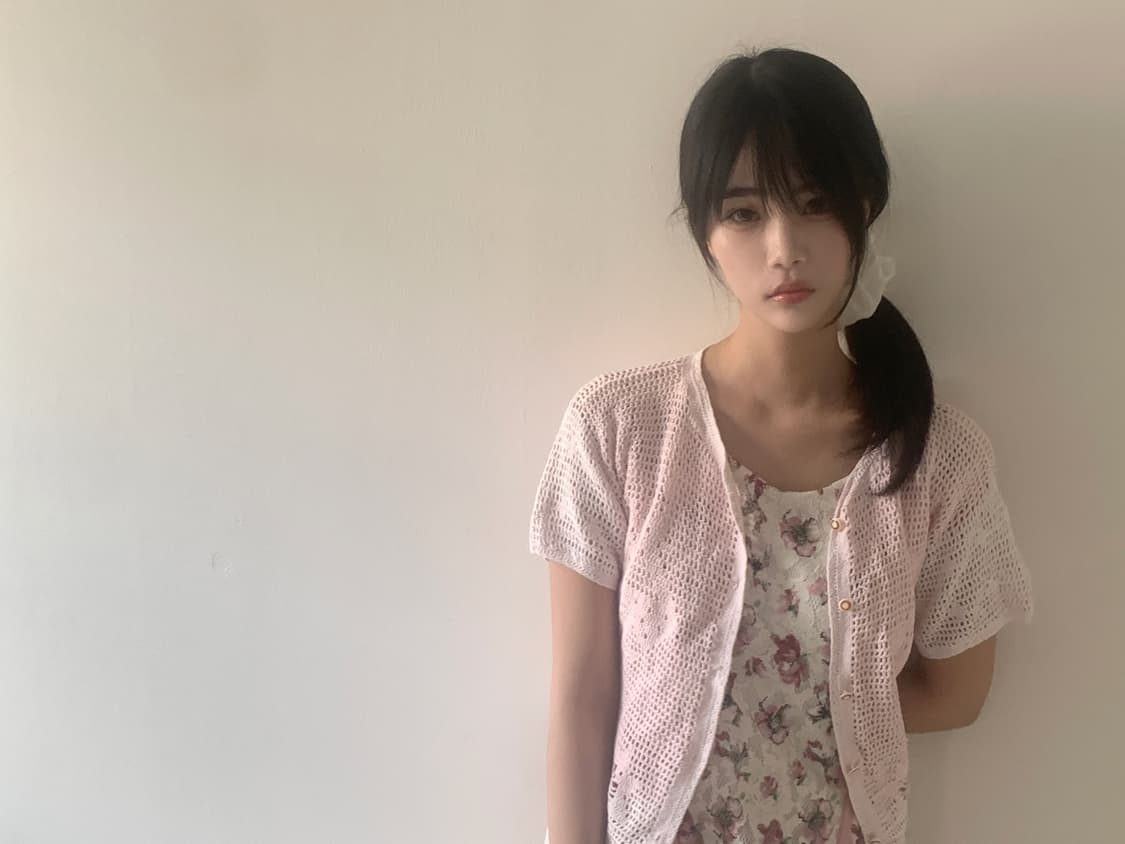 Punching button knit cardigan(pink) 상품이미지3