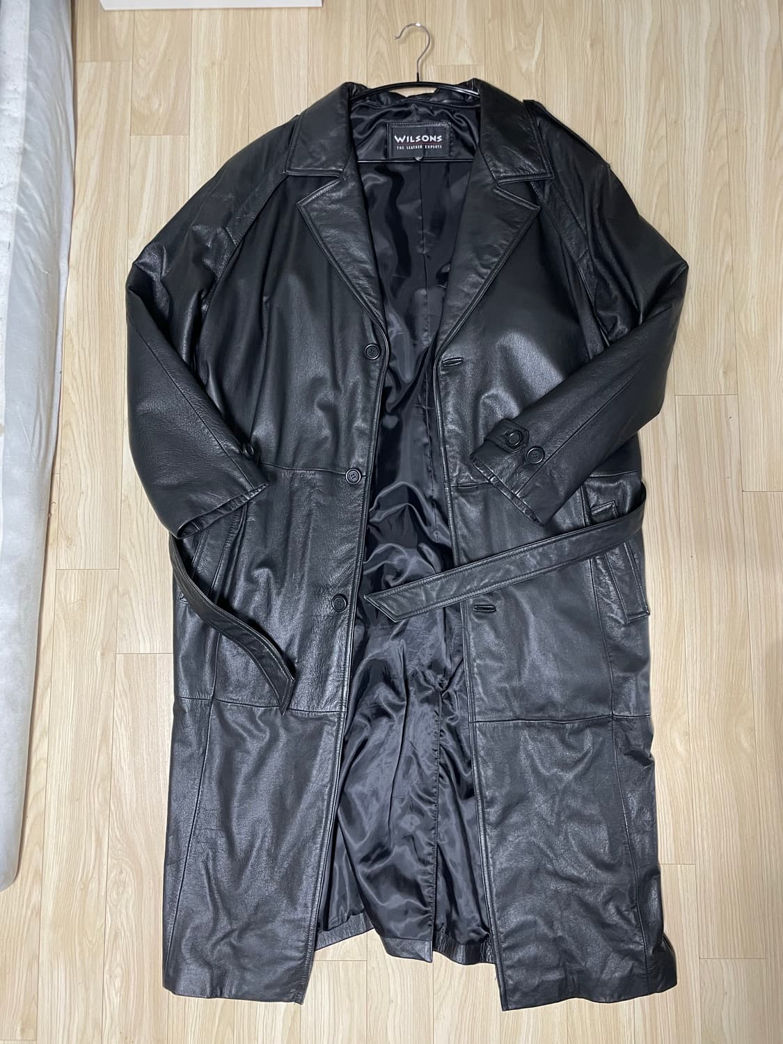 Vintage black leather maxi coat 상품이미지3