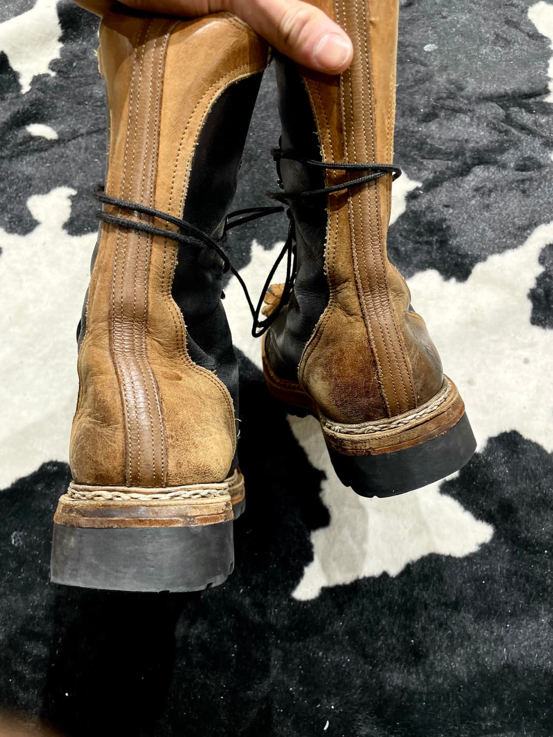 Vintage Black Leather Fringe Western Boo 상품이미지7