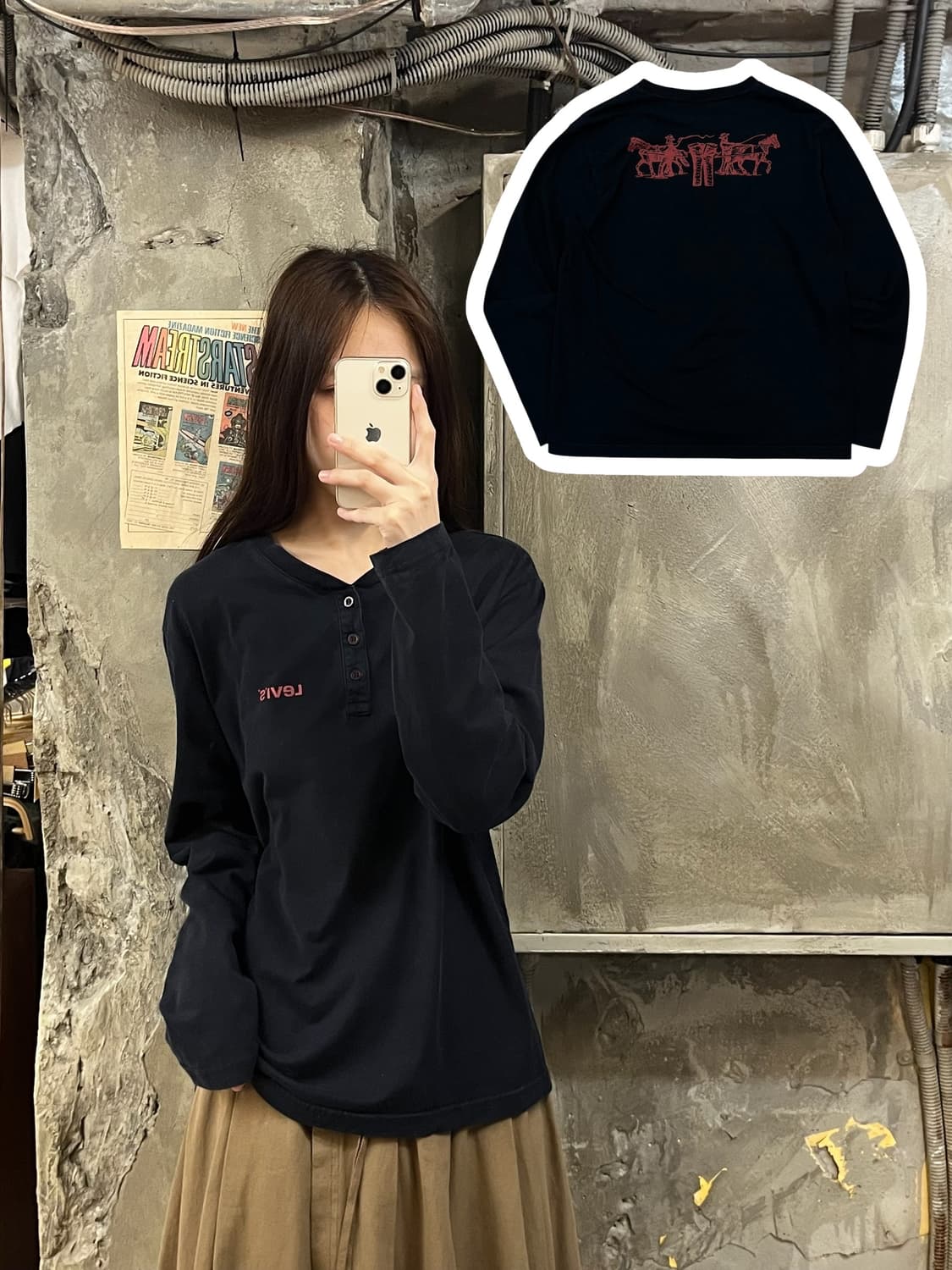 리바이스 오렌지탭 긴팔티 블랙 100 #csz707 상품이미지1