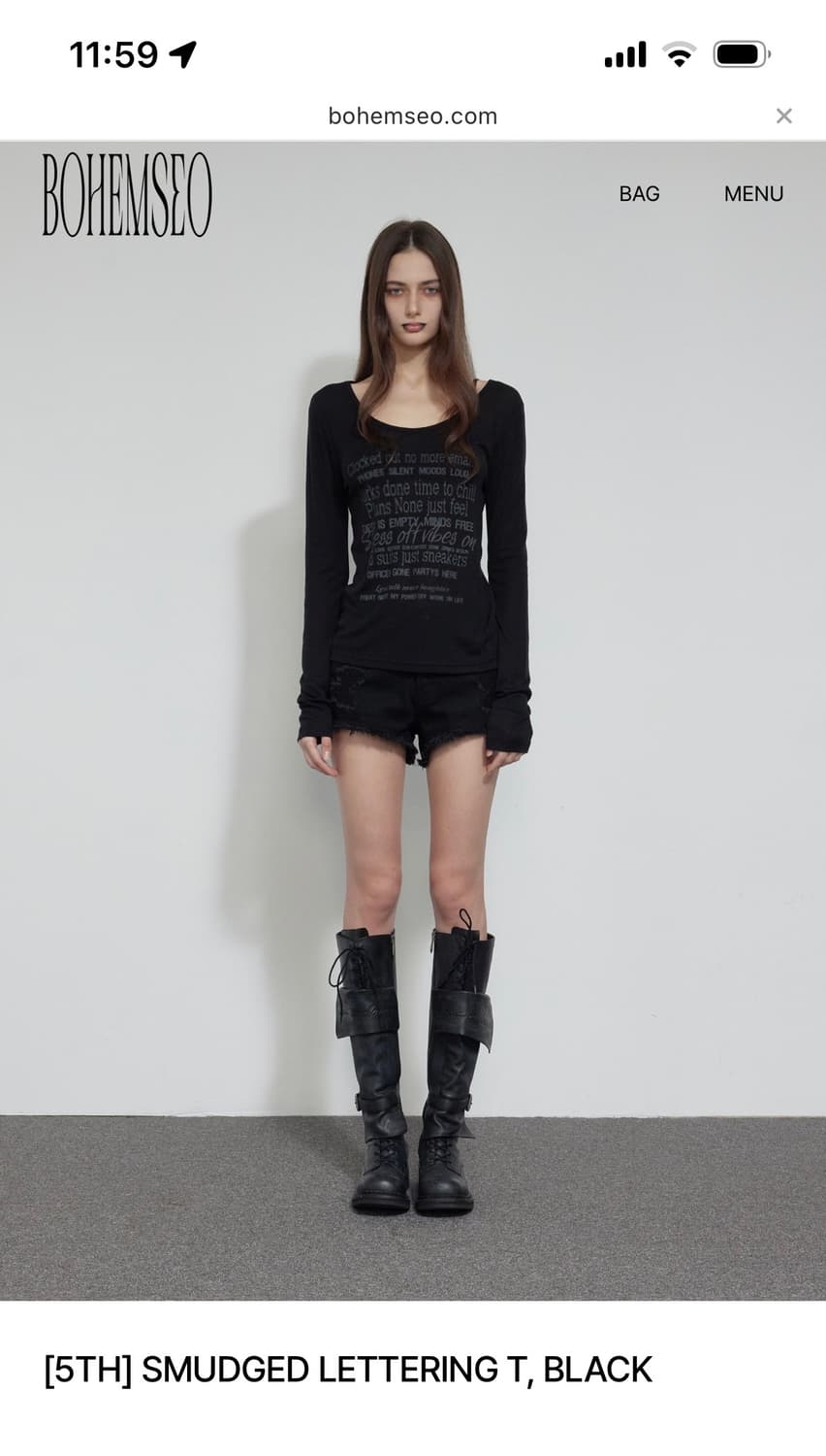 새상품) 보헤미안서울 SMUDGED 롱슬리브 블랙 상품이미지1