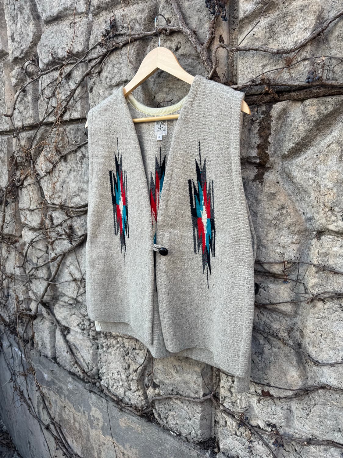 오르테가 핸드 우븐 울 치마요 베스트 옆트임 그레이 웨스턴 네이티브 조끼 상품이미지4