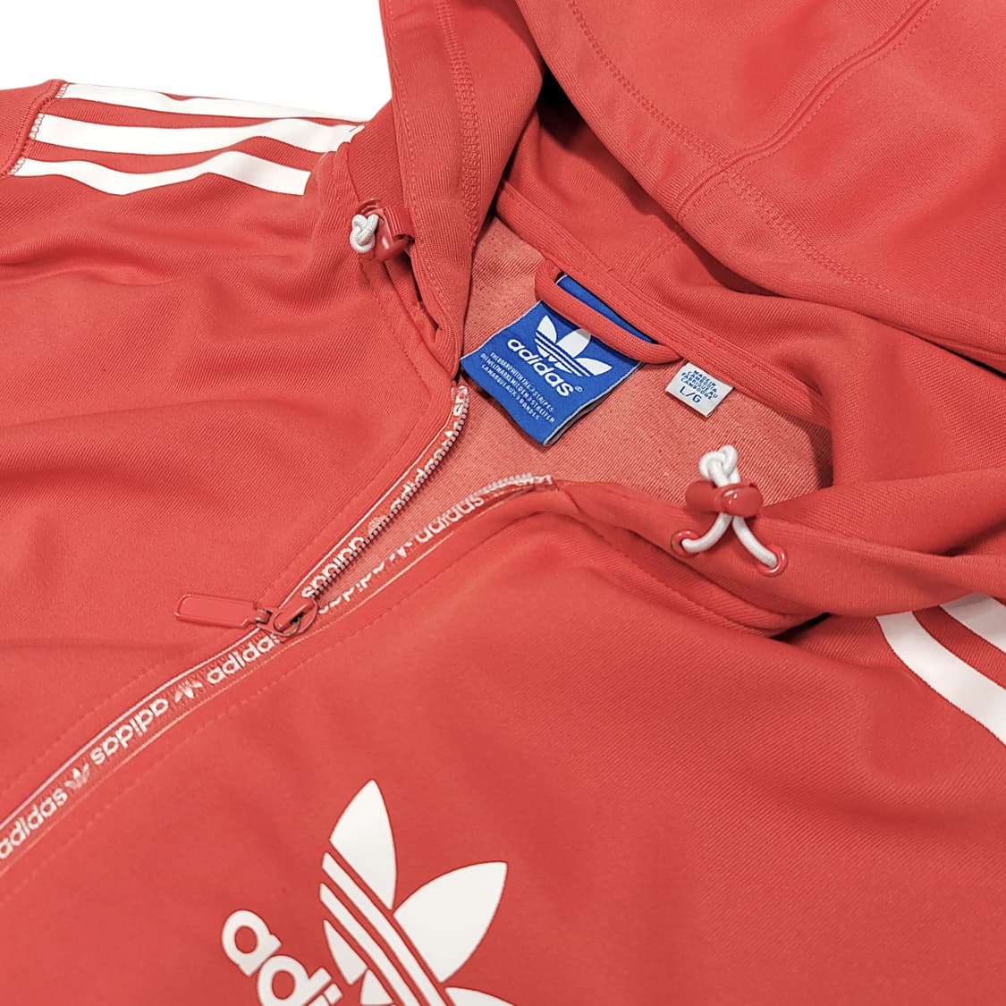 [L] 아디다스 레드 오리지널 파이버드 오버핏 후드 집업 트랙탑 상품이미지8