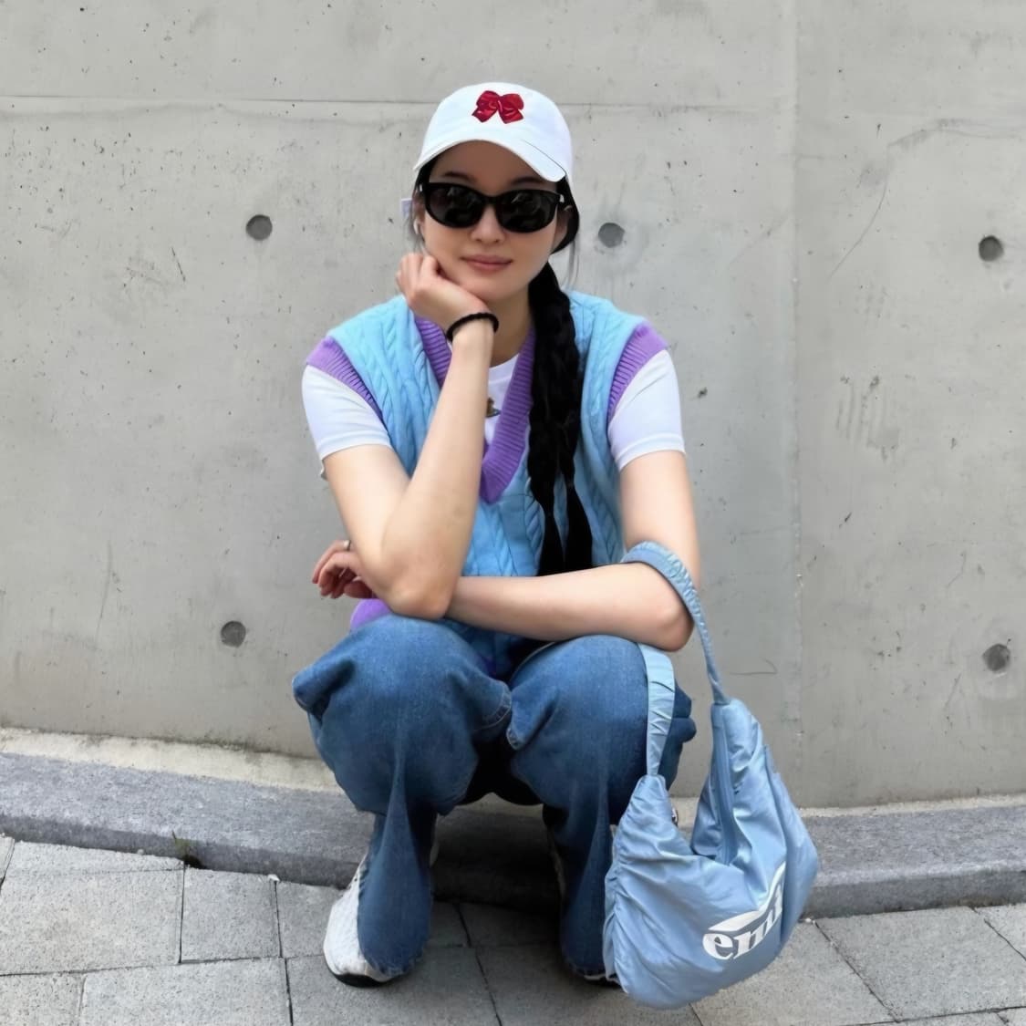 이미스 셔링 글로시 호보백 스카이블루 상품이미지2