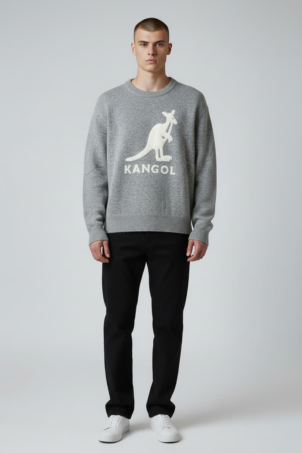 [L] 캉골 멜란지그레이 빅 심볼 니트 상품이미지3