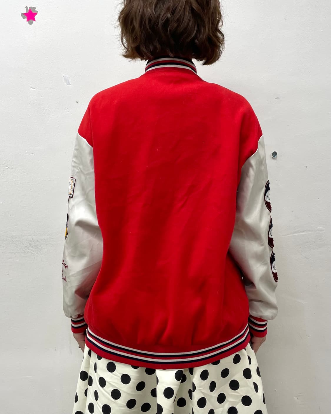  Retro M Star Patch Red Stadium Jacket 상품이미지3