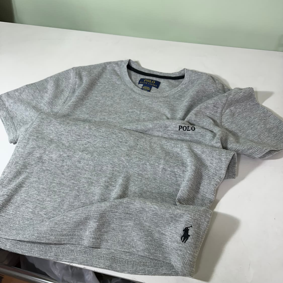 우먼S-M 폴로 랄프로렌 그레이 포니로고 와플코튼 반팔티 상품이미지2