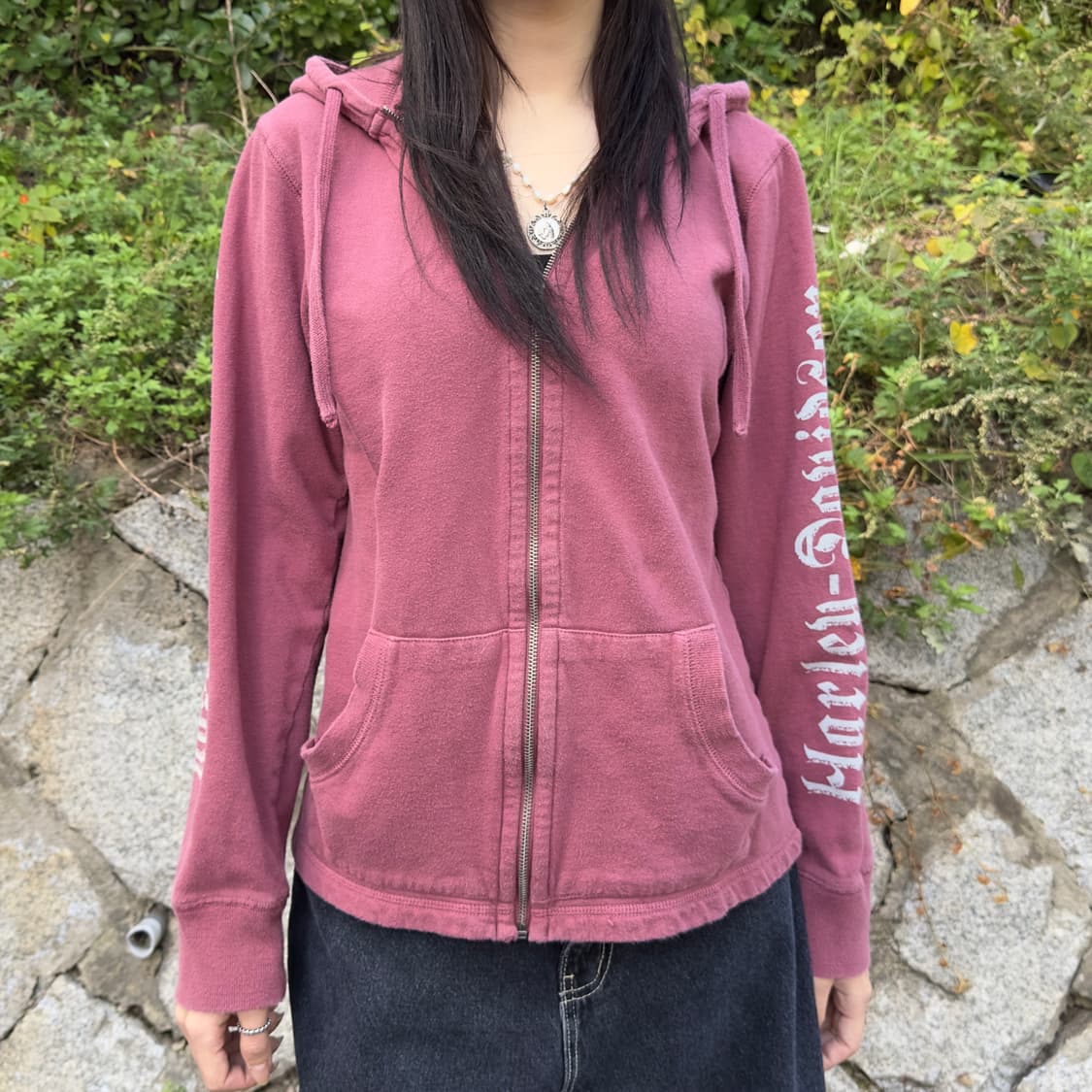 2010 할리데이비슨 레드 빈티지 윙 후드 집업 상품이미지6