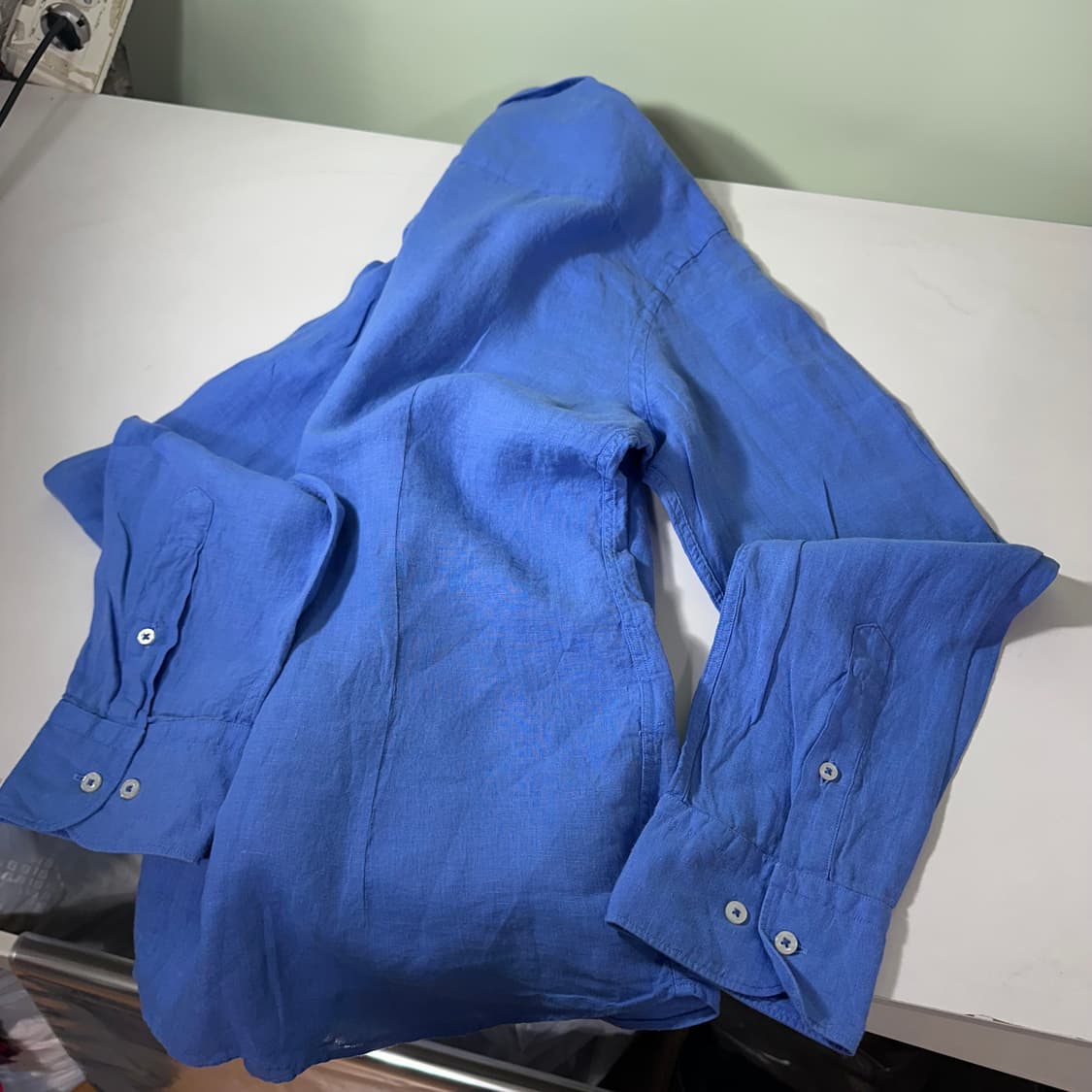 XXL 110 마시모두띠 스카이블루 린넨100% 린넨셔츠 상품이미지5