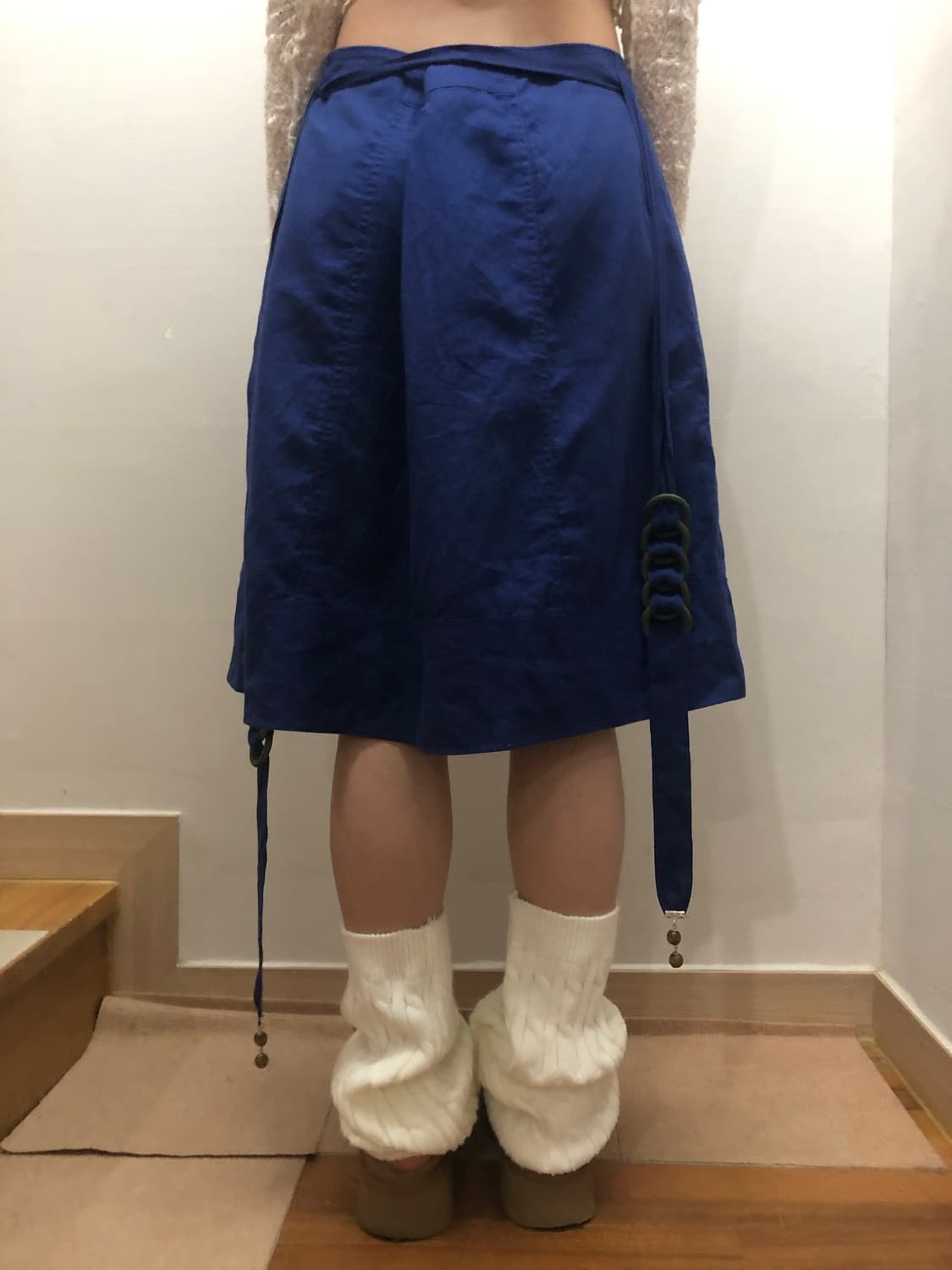 빈티지 블루 벨티드 플리츠 스커트 상품이미지8