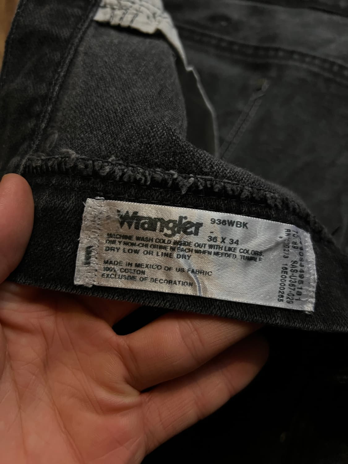 [36]랭글러 USA 스트레이트핏 흑청 데님 팬츠 상품이미지6