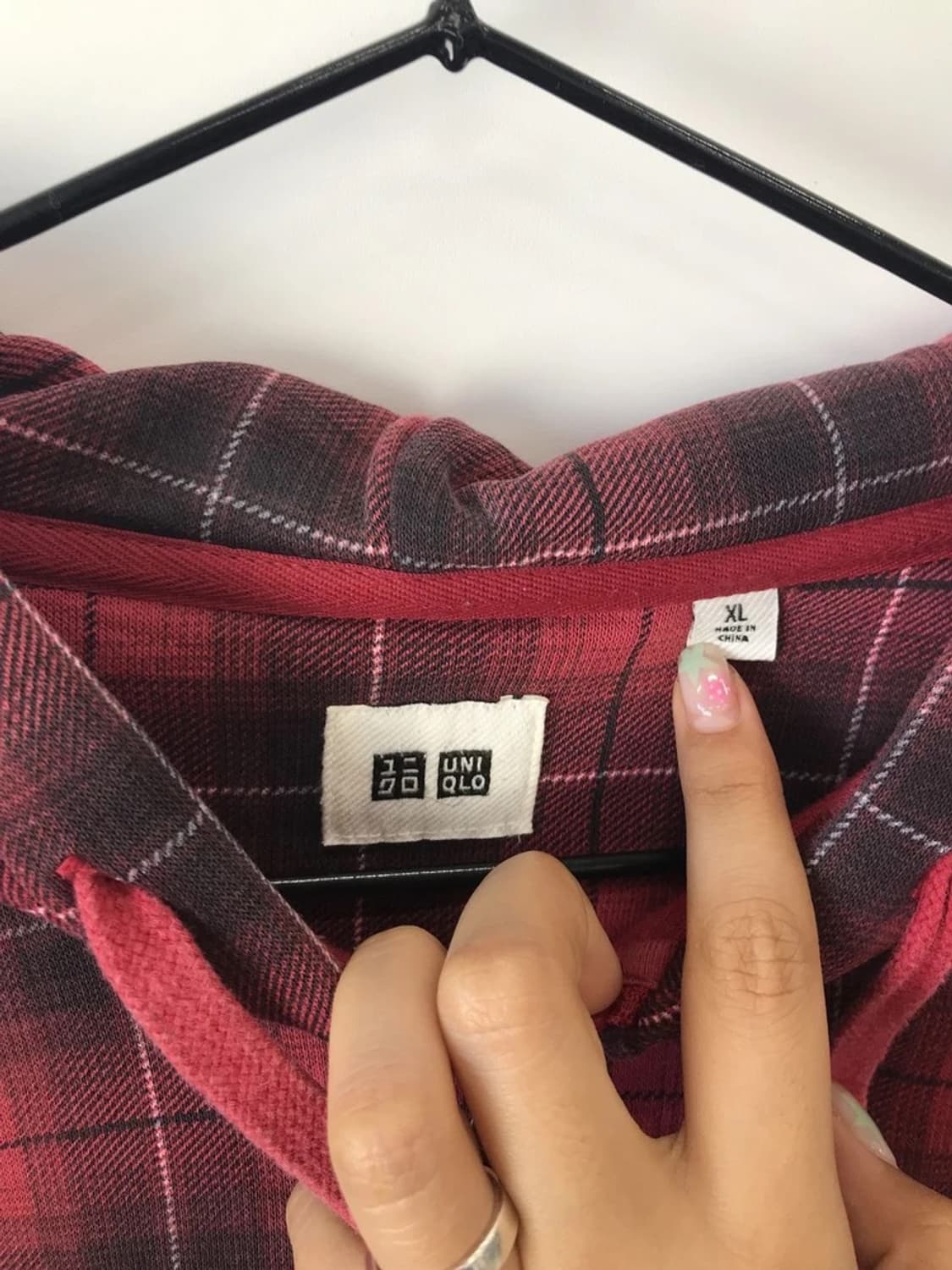 UNIQLO Red Plaid Zip Hoodie 상품이미지4