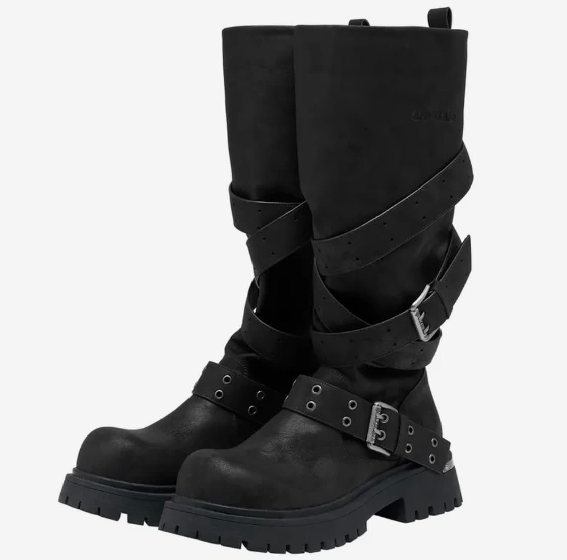 블랙퍼플 러스크 스트랩 슬라우치드 부츠 230 상품이미지1